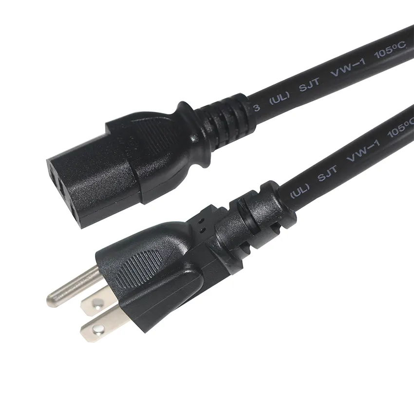 Cable de alimentación de repuesto, conector americano U/L listado 18 AWG US 3 pin a IEC320 C13 AC 10A 250V