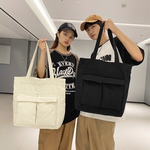 カスタマイズされた天然トートバッグ女性用大容量トートバッグ大学生用ポケットキャンバス付き