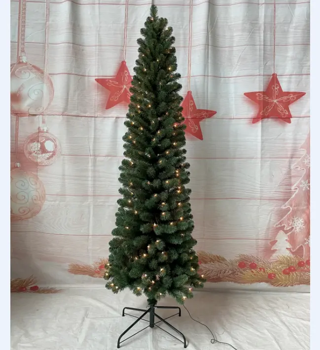 Albero artificiale sottile matita albero di natale con luce in metallo supporto albero di Natale per decorazioni di festa al coperto