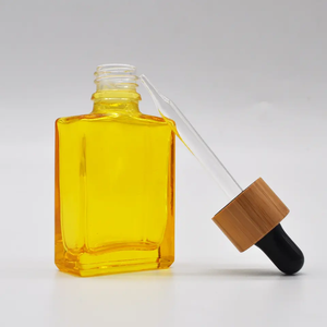 <strong>Gray</strong> Black Amber Green Rectangle White Colorful Cosmetic 30ml square Glass <strong>Dropper</strong> Essential Oil <strong>Bottle</strong> with Bamboo Cap - Product Image 5