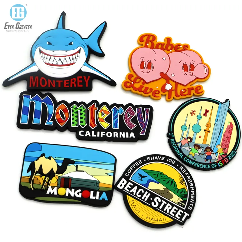 Logo personalizzato personalizzato 3d pvc gomma souvenir magnete frigo magneti magnetici adesivi per produttore frigorifero