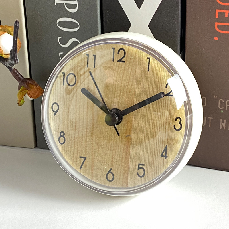 Horloge à ventouse-base grain de bois-diamètre 7 cm