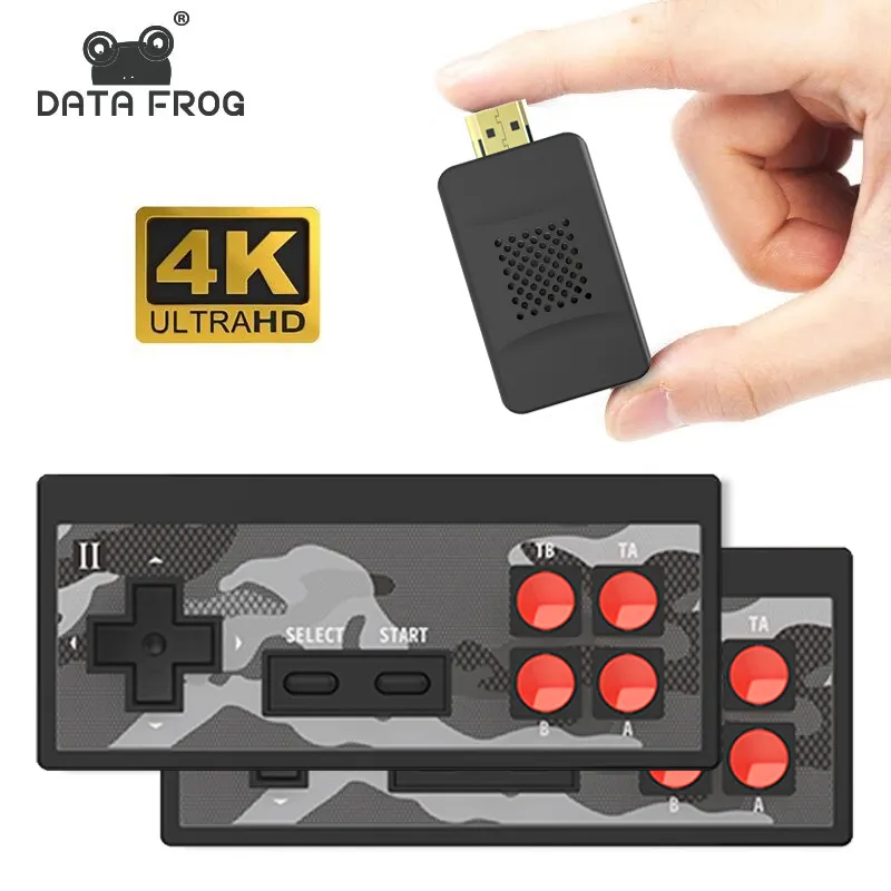 Data Frog Y2HD 3.0 Konsol Game Mini, Konsol Video Game TV Genggam Nirkabel Klasik 8 Bit Mendukung Output AV