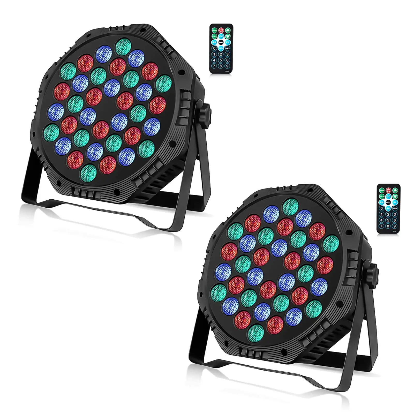 Lumières de scène rechargeables RGB 36 LED Uplights alimentées par batterie avec RGB 36W DJ Uplights Télécommande activée par le son