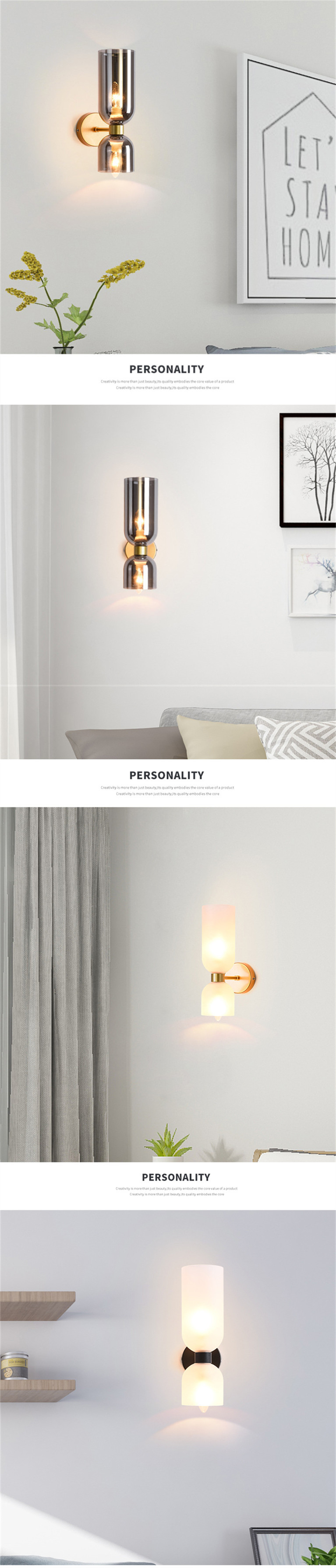 Italian light luxury bedside wall lamp simple modern bedroom living room background wall aisle Nordic study glass hotel lamp