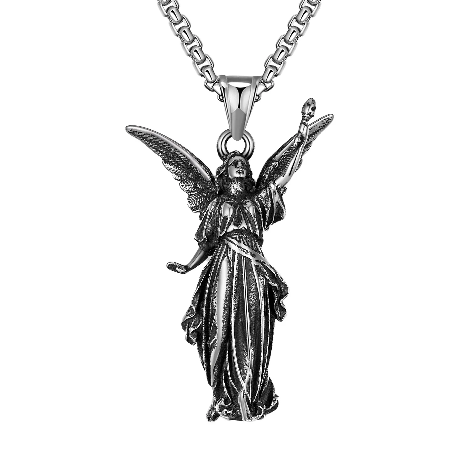 2023 nouveau Style bas quantité minimale de commande en acier inoxydable Vintage New York Statue de la liberté forme pendentif à breloque collier