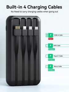 Banco de energía Solar con Cables integrados, 20000mAh, célula Solar de 30000mah, con 4 salidas USB C, 3 Entradas - Product Image 2