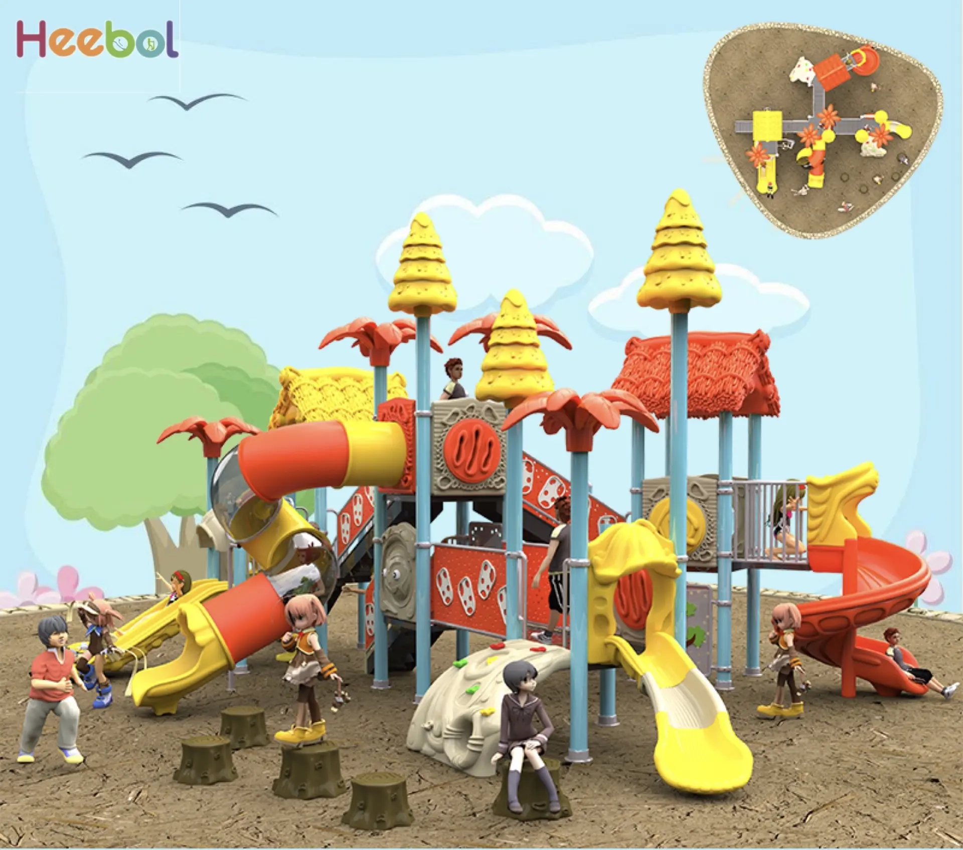 Customized children's outdoor playground equipment plastic slide amusement equipment