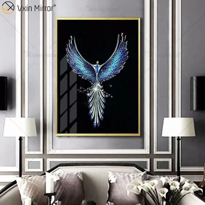 Crystal Porcelain Painting Aluminum Alloy Light Luxury Frame Modern Minimalist Light Luxury Decorative Painting Hanging Picture