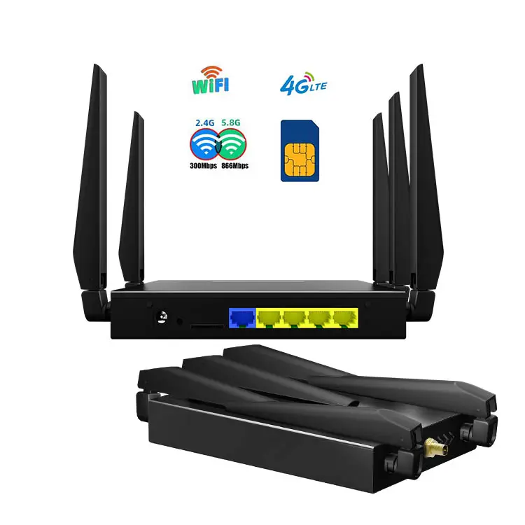 TUOSHI Kafilah Kendaraan Wifi Sinyal Seluler CPE SMA Antena Eksternal 1200Mbps Dual Lock Band Lte Sim 4G Router Seluler Industri