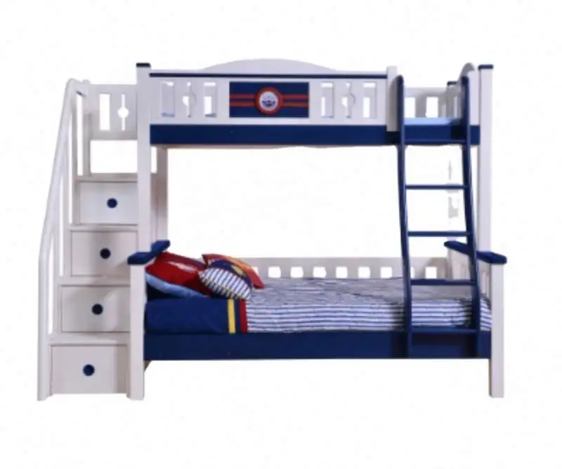 เตียงไม้สองชั้นสำหรับเด็กเตียงแฝดพร้อมบันไดสำหรับเด็กผู้ชายและเด็กผู้หญิง