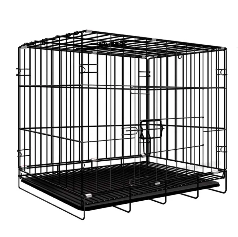 Groothandel Folding Metalen Draad Hond Krat Twee-Deur Huisdier Kooien Carriers Huizen Grote Kennel Inklapbare Pet Dier Kooi