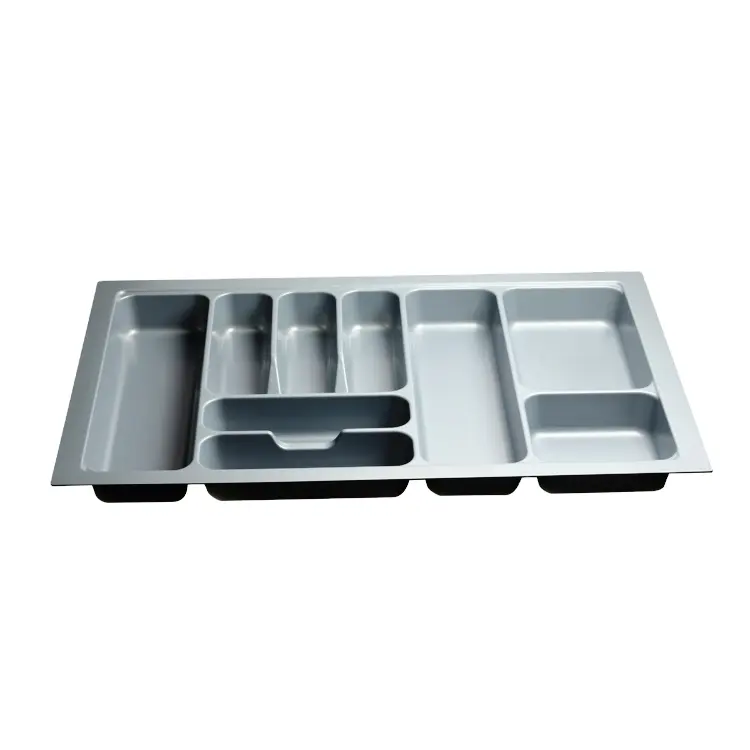 Bandeja organizadora para talheres em pvc, variada bandeja cinza de pvc para talheres, gaveta para desenhar, expansível, bandeja para talheres, cozinha, plástico