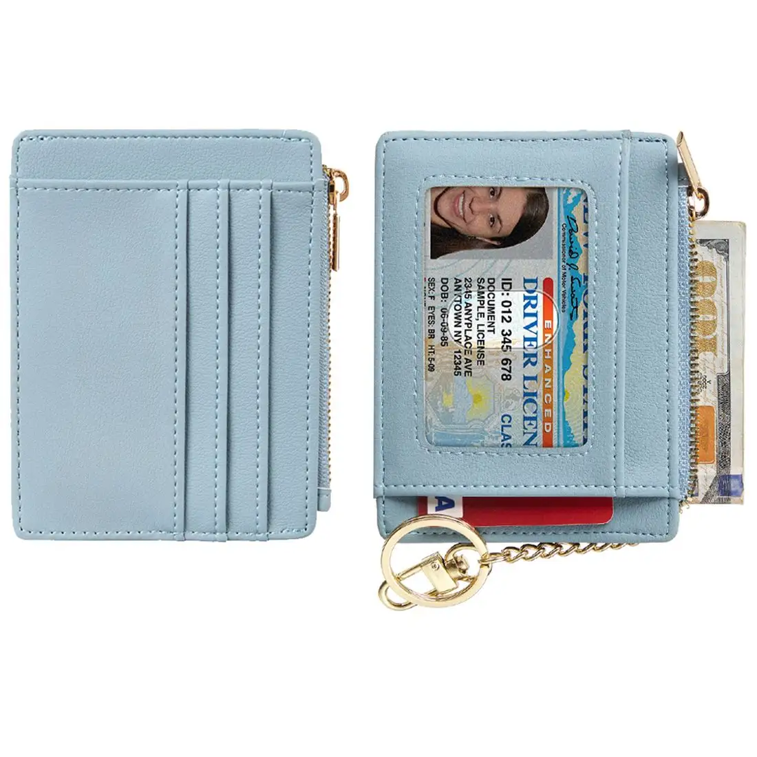 Produsen Cina Dompet Kulit Rfid penyimpan kartu kredit Atm warna biru cetak kustom Oem