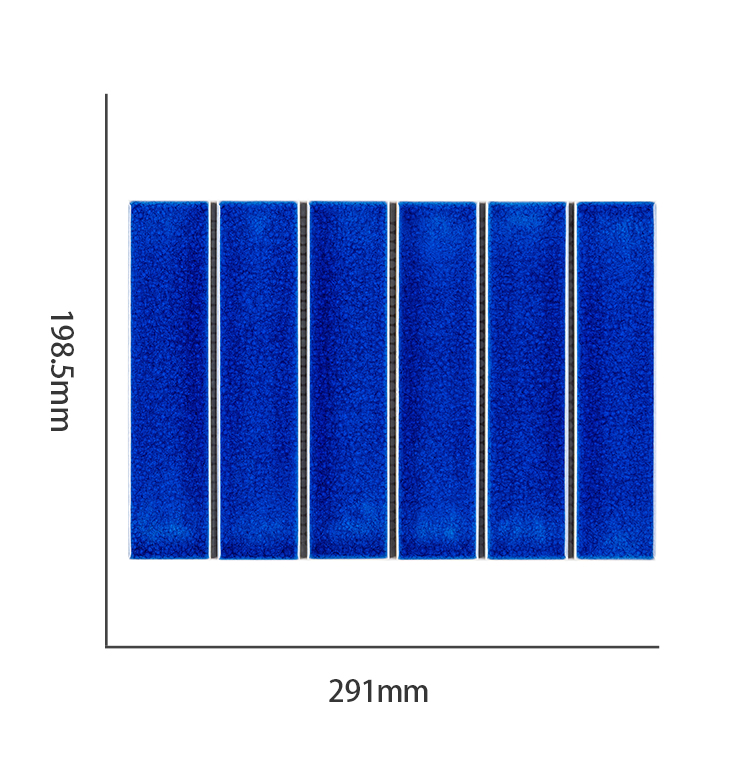 Hot Sale Long Strip Dark Blue Ceramic Mosaic Wall Tile Porcelain Ice Crack Mosaic 291x198.5mm