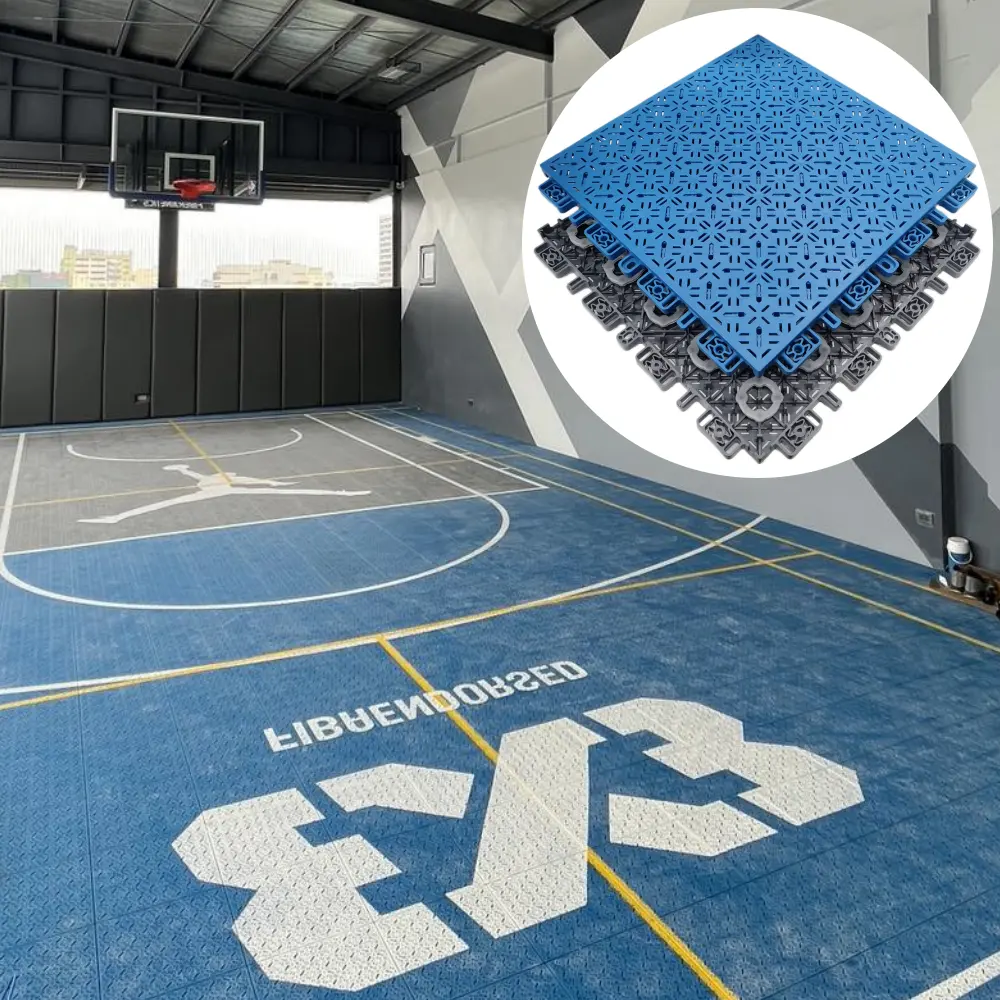 Tapete de plástico para exterior, piso de basquete 3x3 para esportes, boa absorção de choque, piso modular de quintal, tapete PP