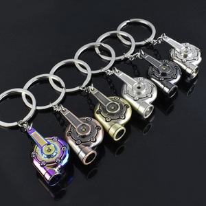<strong>Turbo</strong> Gear Brake Disc Caliper Keychain Creative Auto Parts Metal Wheel Tire Rim <strong>Key</strong> Ring Hub Keychain with Shock Absorber