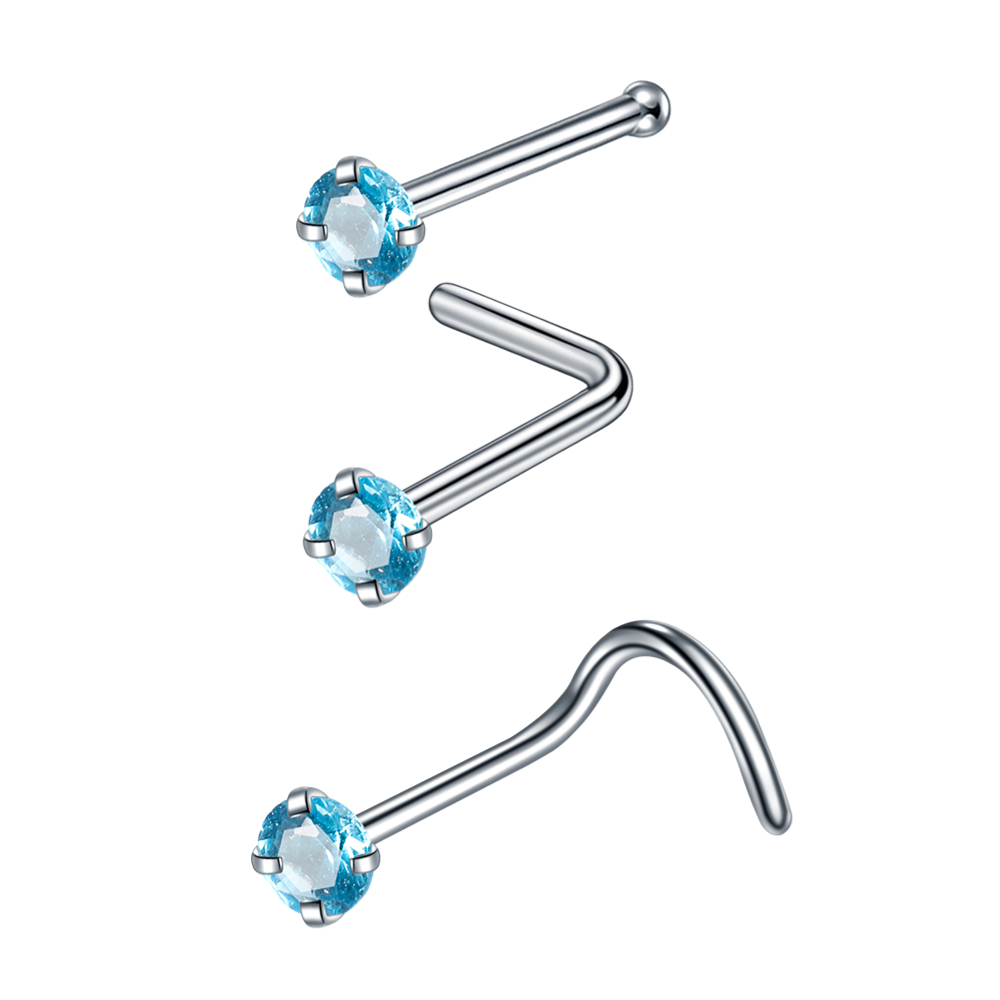 silver-Round&Aqua CZ