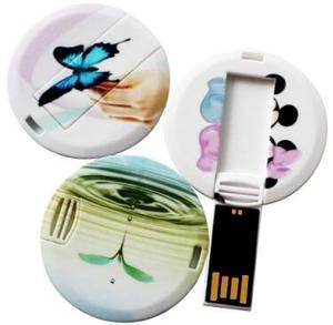 Gitra商务圆卡USB记忆棒32GB信用卡USB 2.0闪存驱动器，带彩色徽标UV打印