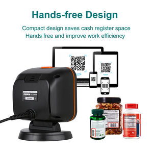 Escáner de código de barras omnidireccional 2D, lector de código de barras QR de escritorio para supermercado, matriz de datos de detección automática, PDF417, 1D, 2D