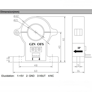 Salida de 2,5 ± 2V Entrada ± 50A ± 100A 200A 300A 500A Transductor de corriente CC Transformador de corriente Hall Sensor de corriente de núcleo dividido - Product Image 4