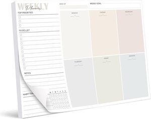 Wear Weekly Planner, блокнот, ежедневное расписание, календарь, главные приоритеты, флажок, список заметок, основные приоритеты, флажок, список дел - Product Image 1