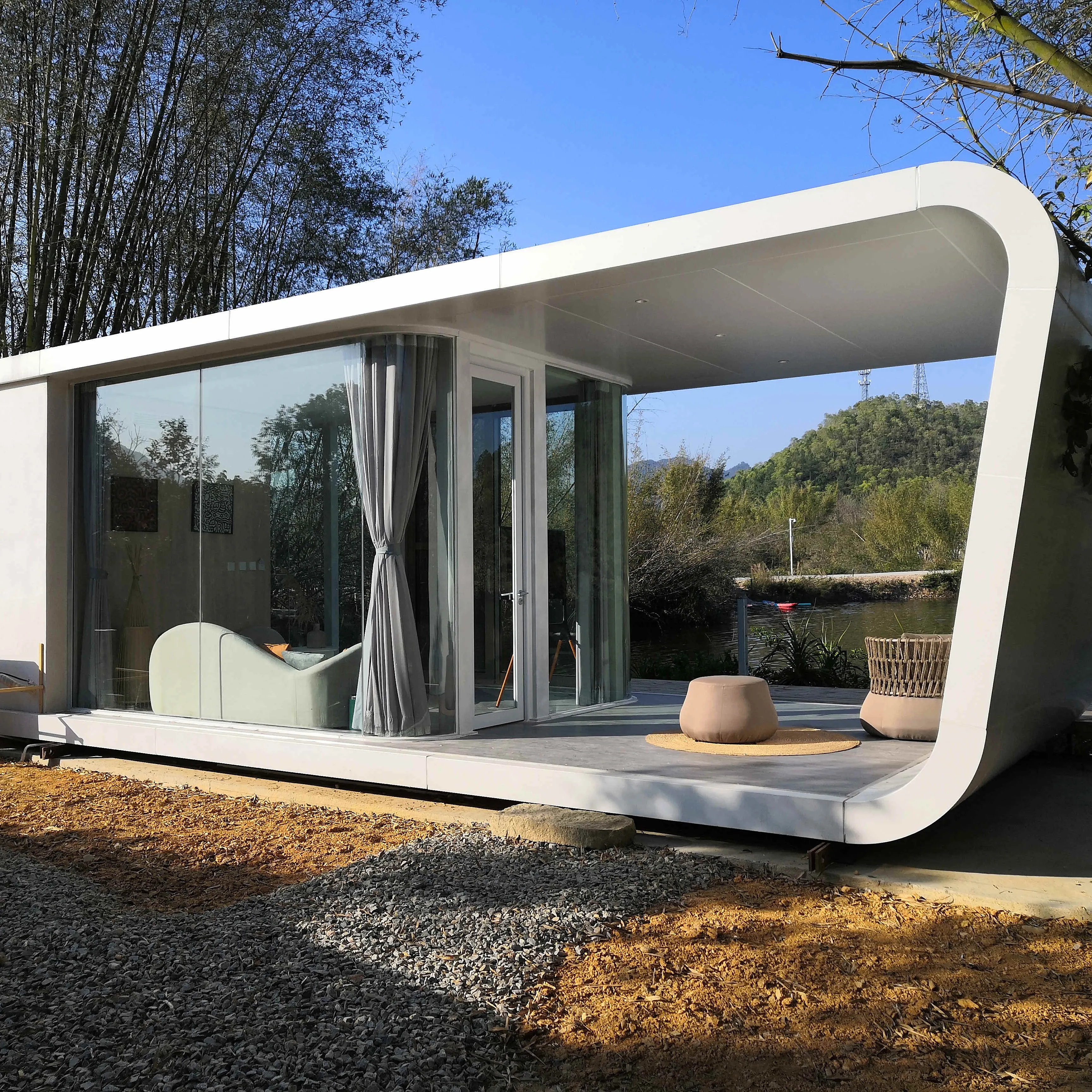 Casa prefabricada de diseño modular personalizada, casa prefabricada para trabajo y sala de estar al aire libre, oficina, vitrina de manzana