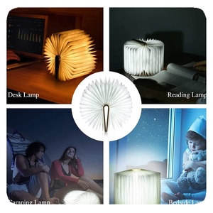 2025 mới lạ LED USB có thể sạc lại cuốn sách gỗ ánh sáng đèn hình dạng sáng tạo có thể gập lại thiết kế - Product Image 2