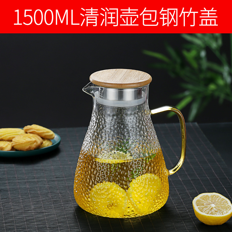 1600ml Large Patterned Teapot with Bamboo and Steel Lid