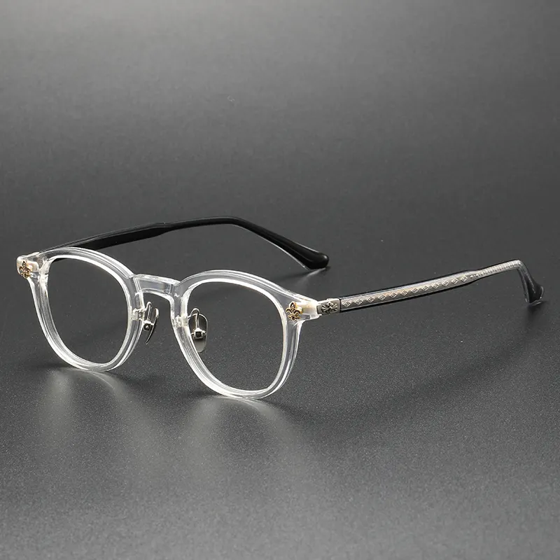 Occhiali da vista in metallo Fashion Harry occhiali da vista in metallo chiaro blu montatura poligonale a molla a specchio piatto