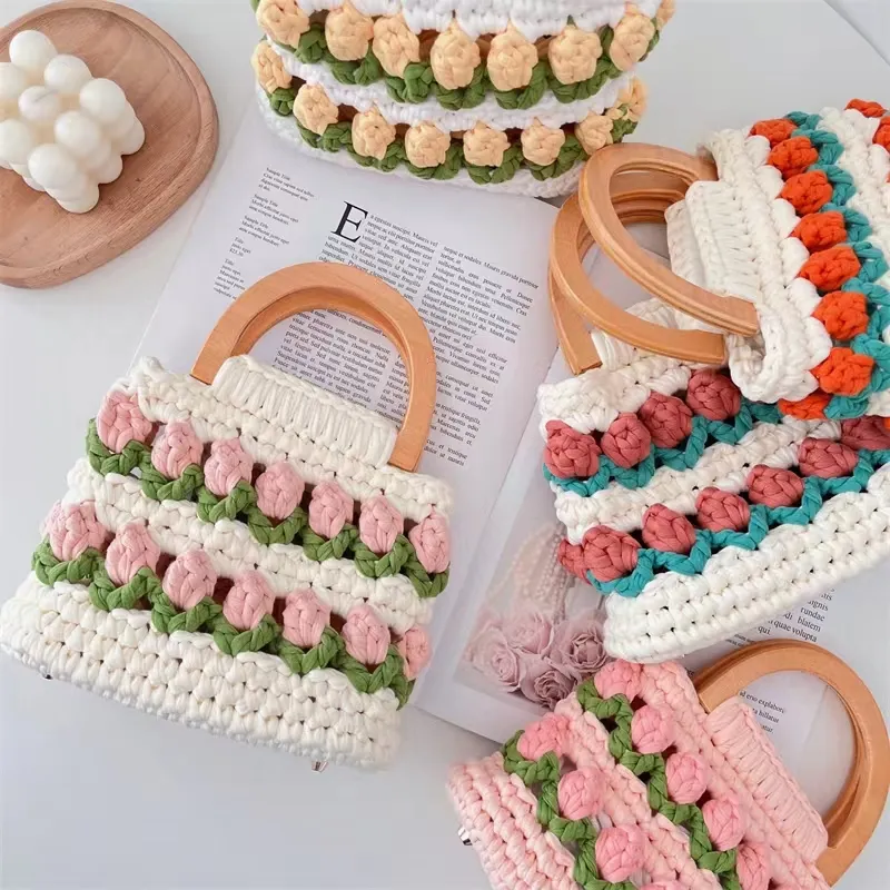 Charmkey – Kits de Crochet pour débutants, Kit de sac à main de tulipes fantaisie pour enfants avec suffisamment de fil, de Crochet, d'accessoires