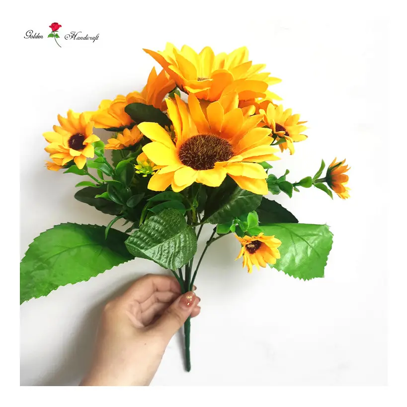 QSLHC-AF1129 Hot Sale Decorative Artificial Flower Bouquet Silk Sunflower