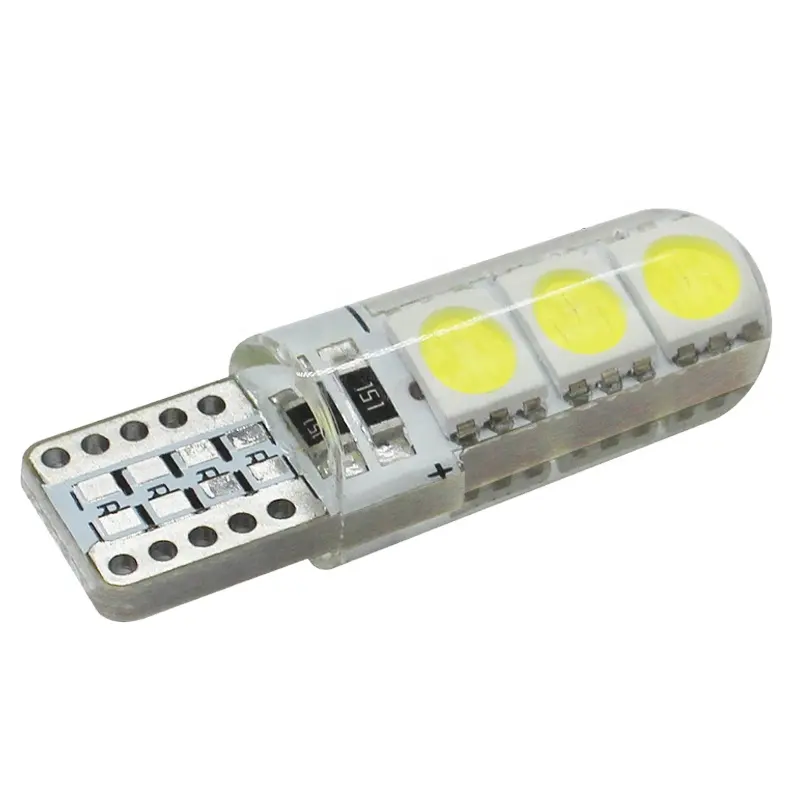 Lâmpada led de silicone w5w para interior do carro, luz estroboscópica para leitura 5w5 12v 6smd t10, lateral da matrícula, para placa, branca 194