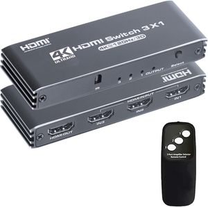 Box Package Fast Delivery Black Grey <strong>HDMI</strong> <strong>2</strong>.1 HDCP <strong>2</strong>.<strong>3</strong> <strong>Switch</strong> <strong>3</strong> in 1 Out 4K 120Hz <strong>HDMI</strong> Switcher 3x1 with IR Remote Control - Product Image 1