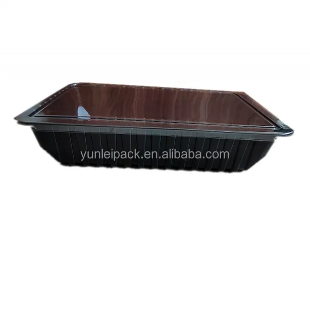 Tái Sử Dụng Nhựa Dùng Một Lần Hình Chữ Nhật Phục Vụ Khay Bánh Sandwich Platters Khay Với Pet Có Nắp Đậy