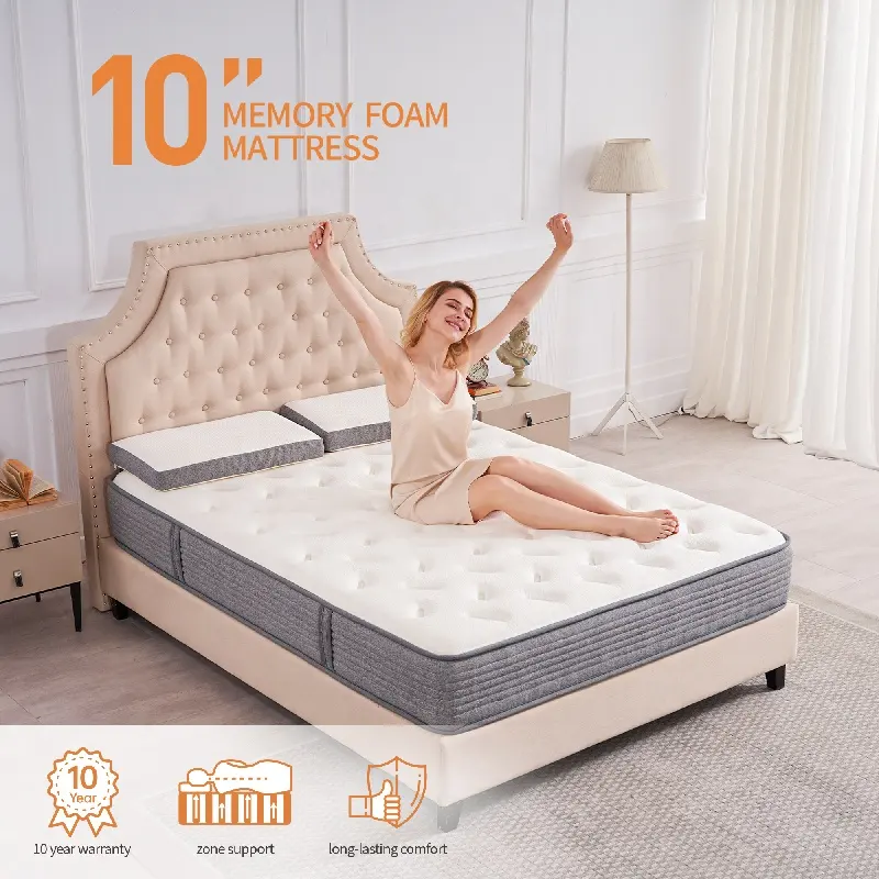 Diglant-colchón de espuma viscoelástica de Gel Natural, cama doble, cama King Size, colchón de muelles enrollable de bolsillo en caja