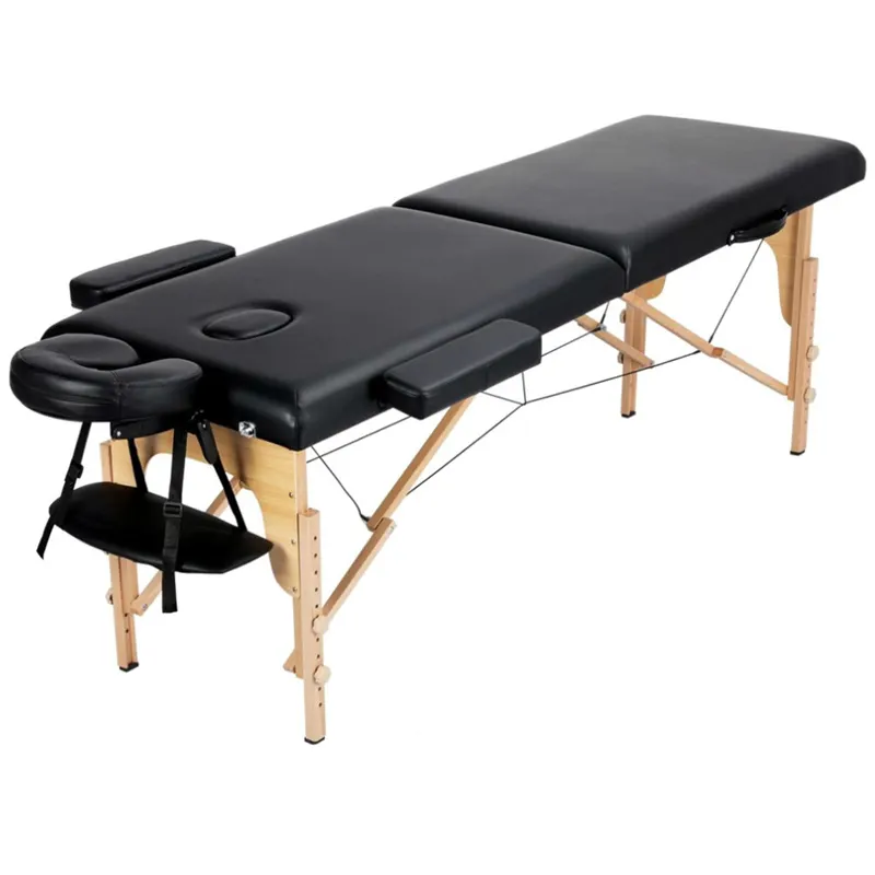 Cama de belleza plegable, mesa de masaje de Spa portátil profesional, muebles de salón plegables de madera