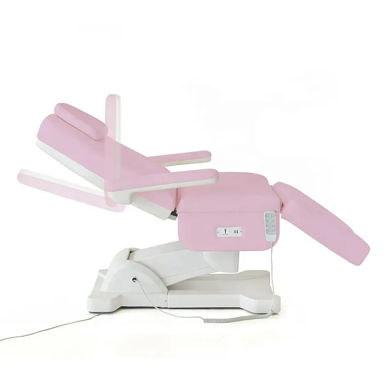 Yimmi-cama eléctrica de piel para masaje Facial, ajustable, Color rosa, 4 motores