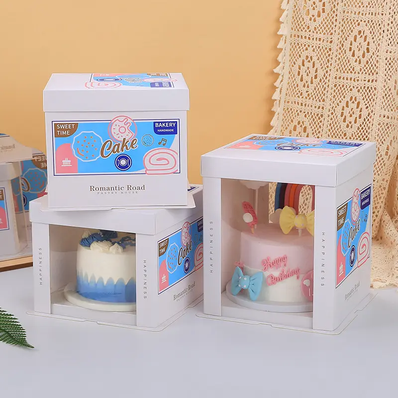 Hot Sale Eco Friendly 6 " 8" 10 "wedding Birthday Portable Bakery Tall Cake Packaging Transparent Boxes