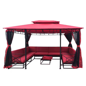 Özel toptan çift çatılar kırmızı 10x13 ft gizlilik perdeleri ve netleştirme ile koltuk takımı veranda çardak tentesi - Product Image 1