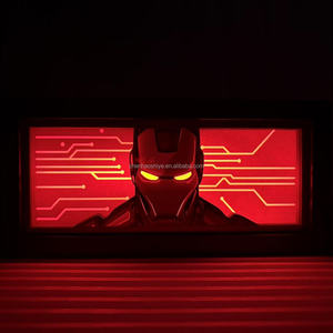 ホットセール漫画オリジナルアイアンマンスパイダーマンアベンジャーズフィギュアマーベルアクションフィギュアRGB 16カラーLEDライトボックスUSBパワー - Product Image 1
