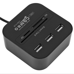 ตัวอ่านการ์ดอัจฉริยะ USB 3ช่อง,อะแดปเตอร์ฮับ USB เข้ากันได้กับ IC/ID EMV TF MMC CAC ซิม ATM - Product Image 2
