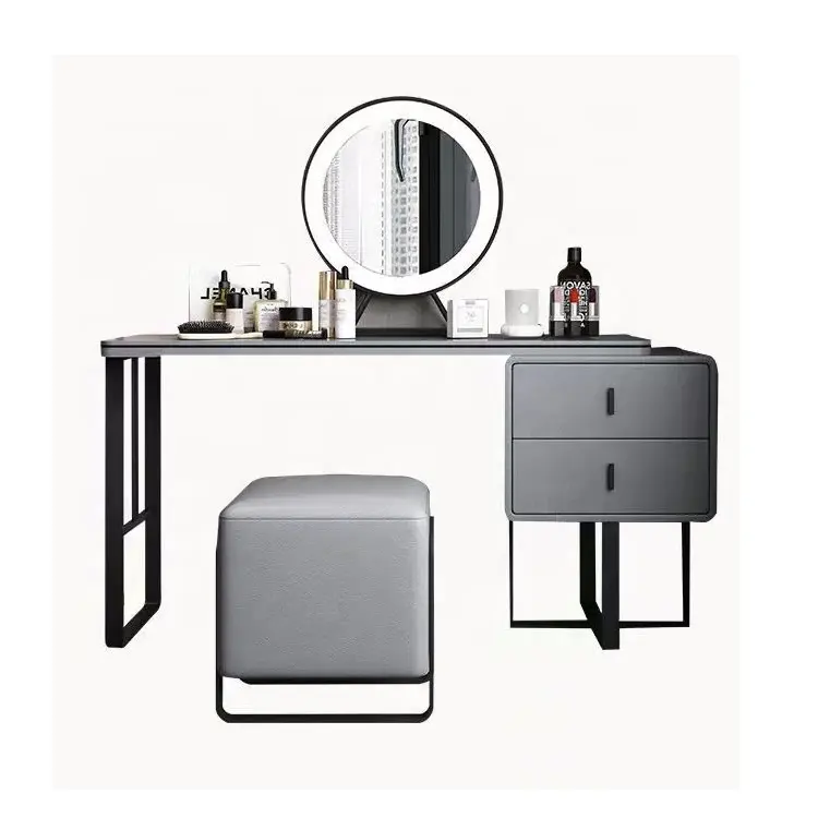 Bedroom Set European Furniture Luxury Dresser Make Up Vanity Desk LED Light Makeup Dressing Table With Mirror And Stool