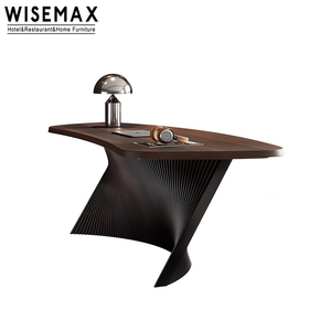 WISEMAX мебель, итальянский минималистский дизайн, мебель для Кабинета, деревянный компьютерный стол, роскошный изогнутый стол для квартиры - Product Image 6
