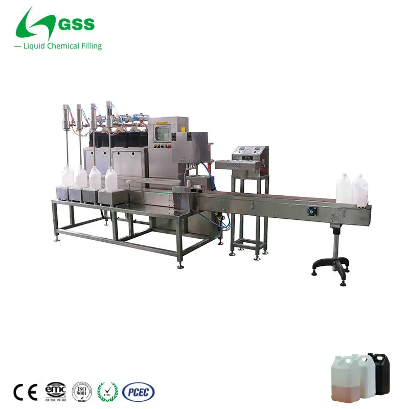 Riempitrice di liquidi a 4 teste GSS 1-10L per l'industria chimica
