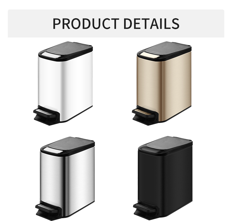 Eco-Friendly Top Quality Reliable  Steel Stainless bathroom bin Composite pedal waste bin for Hotel