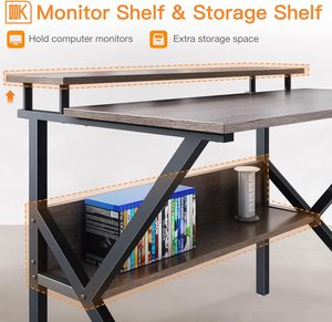 Combohome Home Office Wood Gaming <strong>Table</strong> PC Laptop Study <strong>Table</strong> Writing Workstation Corner <strong>Computer</strong> Desk with Shelves - Product Image 5