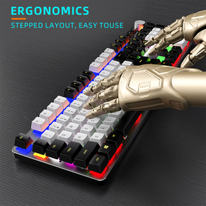 Teclado mecánico de 107 teclas de tamaño completo con perilla Arco Iris retroiluminado interruptor rojo Anti-Ghosting PC ordenador teclado para juegos con cable - Product Image 6