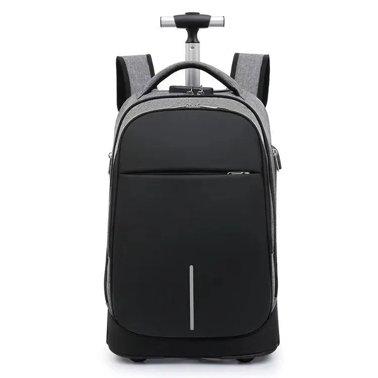 Carrinho de viagem para computador, mochila masculina de carrinho de negócios para viagem, mochila multifuncional com rodinha para laptop