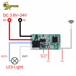 433mhz Mini interruttore remoto Wireless Wide Voltage DC 3.6V-24V modulo ricevitore di decodifica 1CH Output pulsante di apprendimento e trasmettitore - Product Image 4